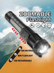 Senter LED berdaya tinggi ini memiliki 5 mode, fungsi zoom, dan pencahayaan genggam yang kuat. Ini adalah senter portabel untuk berkemah yang cocok untuk mendaki gunung di luar ruangan dan keadaan darurat di rumah. Dilengkapi dengan baterai 800mAh bawaan. - Bintang - View 2