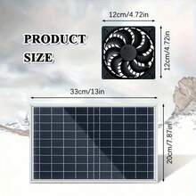 10W Solar Panel Dual Fan Kit, Waterproof Solar Powered Ventilation Fan, DC Cooling Exhaust Fan, Outdoor Solar Vent Fan For Greenhouse, Pet House, Shed, Window, RV, Outdoor Enclosure Circulation Fan - Black - View 9