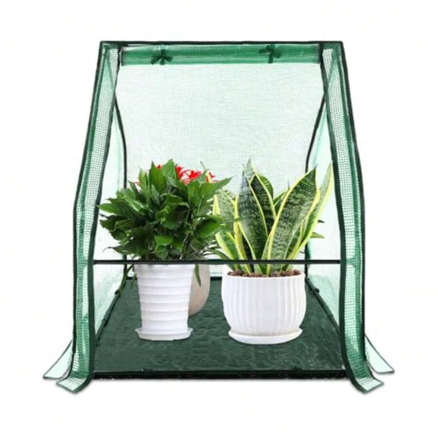 U'Artlines Mini invernadero portátil pequeño con almohadilla impermeable de 91 x 91 x 107 cm,carpa cubierta de plantas para jardín, plantas pequeñas, interior y exterior, PE - Verde - Ver 1