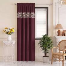 FLYINGCURTAINS Modern Plaid Patchwork Thermal Sunscreen Curtain With Window Rod Bag Style Light Translucent Privacy Window Screen, Farmhouse Style Home Decor Curtain - Red Violet - View 8