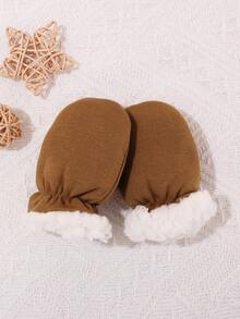 1 Pair Solid Color Anti-Scratch Warming Gloves For 0-6 Month Newborn Babies, Extra Soft & Thick, Suitable For Daily Wearing In Winter - 1Pair - View 12