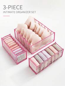 1/2/3PCS Home Wardrobe Underwear, Socks Drawer Organizer Storage Bags - Pink - View 3