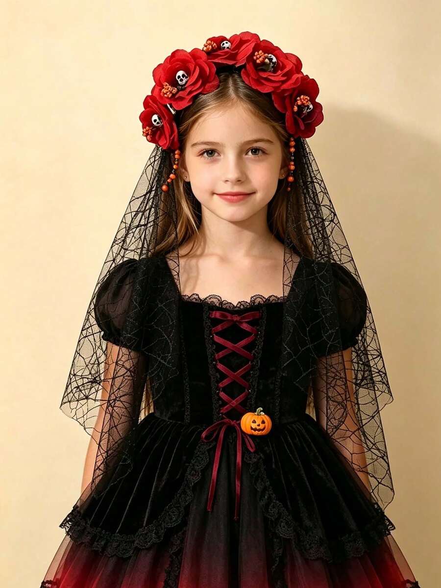 Halloween Flower Skull Hairband - Spider Web Headband For Party Hair Accessories - Multicolor - View 1