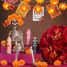 1PC 4.92/9.84FT Halloween Atmosphere Decoration Light String, Marigold Light String, LED Fairy Light, Chrysanthemum Light String, Battery Powered Holiday Decoration, Suitable For Bedrooms, Living Rooms, Birthdays, Parties, Etc - Warm Light - View 3