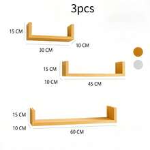U-Shaped Floating Wall Shelves Set Of 3, Wall Mounted Display Rack,Wooden Wall Mounted Storage Rack, Decorative Display Shelf For Bedroom Living Room Bathroom,Multifunctional Storage Organizer For Books Photos Decorations - View 13