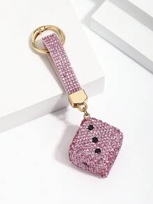 Hot-Selling New DIY Handmade Cute 3D Rhinestone Colorful Dice Keychain, Creative Rhinestone Dice Car Key Book Bag Pendant, Mother's Day Gift, Gift For Girlfriend, Bag Decoration Charm, Holiday Creative Gift, Event Gift, Suitable For Daily Use - Multicolor - View 11