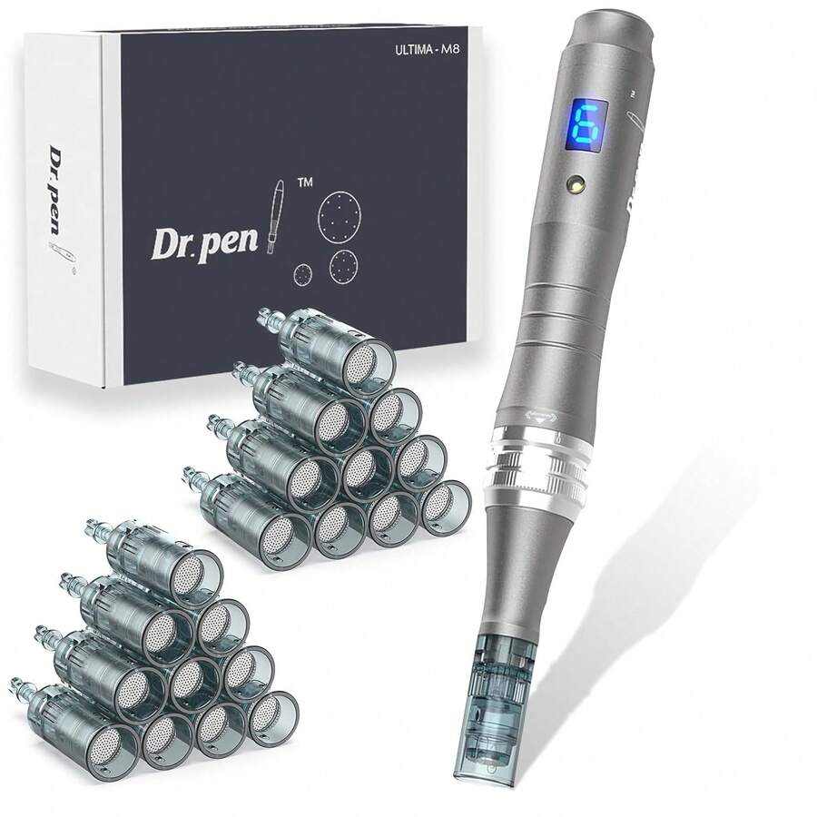 Dr Pen M8 Microneedling Beauty Pen 0.25mm Isi Ulang 20 Jarum Penggunaan di Rumah | 6 Kecepatan yang Dapat Diatur, Cocok untuk Pemula, Kotak Penyimpanan Perjalanan Ringan, Cocok untuk Semua Jenis Kulit, Baterai Isi Ulang, Bukan untuk Penggunaan Medis