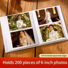 Large Capacity Photo Album, Full Landscape Insert Design, 6 Inch 200 Photos, Suitable For Family, Travel, Couple, Baby, Best Friend Photos - 1PC - View 2