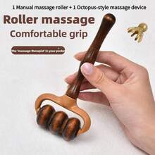 2pcs = 1 Manual Massage Roller + 1 Octopus Massager - Portable Handheld Muscle Massager, Suitable For Neck, Back, Shoulders, Hands, And Head, Ideal For Home, Office, And Sports/Fitness Use - A - View 6