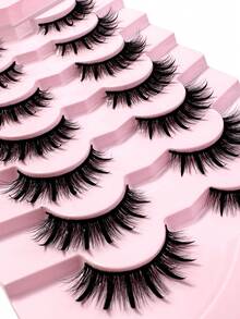 7Pairs Cat Eye Wet Look Curly False Eyelashes - Spiky Cartoon Style Transparent Band Natural Style Suitable For Daily And Party Makeup - Spiky Manga Lashes - View 3