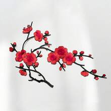 1PC/2PCS Plum Blossom Embroidered Patch, Winter Plum Embroidered Patch - White, Red, Pink And Brown Tones - Perfect For DIY Projects And Clothing Accessories - Multicolor - View 8