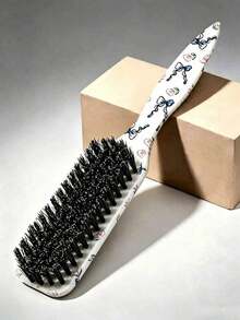 4/1pc Unscented Smooth Back Comb, Bow Pattern Unisex Hair Brush/Beard Brush, Hair Accessory, Suitable For Creating Smooth Ponytail And Bun, Smoothing Frizz, Controlling Hairline, Back Combing For Voluminous Styling, Wide-Tooth Comb For Easy Hair Parting And Sectioning - Multicolor - View 7