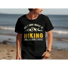 Funny Introvert Hiker Shirt, All I Care About Is Hiking And Maybe 3 People Tee, Hike Lover Gift - 黑色 - 查看 1