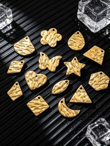 20pcs Stainless Steel 18K Gold Plated Pendants: Red Heart Shaped Pendant, Earrings, Bracelet And Necklace - DIY Jewelry Making Supplies - Pendants - View 7