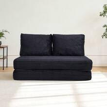 Double Sofa Bed Velvet Black Frame - 140 X 100 Cm - 黑色 - 查看 2