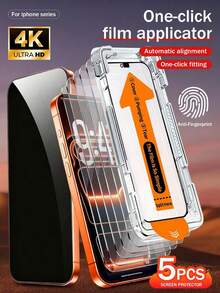 Yezodawee 5pcs High Transparency Screen Protector, Full Coverage, Easy Application, With Alignment Frame, 9H Hardness, Anti-Fingerprint, Glossy, No Slipping, Zero Bubbles, Auto-Adsorption, Smooth Touch, Compatible With 18 Pro Max 17 Pro 16/15/14/13/12/11/Pro/Plus/Promax/X/Xr/Xs - Clear - View 40