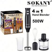 Mixer Listrik SOKANY 4-in-1, Daya Tinggi 500W, Kontrol 2 Kecepatan, Cocok untuk Mengocok Telur, Mencampur Daging, Membuat Makanan Bayi dan Jus, Sempurna untuk Penggunaan di Rumah dan Hotel, Juga Sebagai Pelengkap untuk Buah dan Makanan - Hitam - View 12