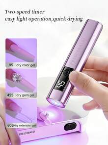 1pc Handheld Nail UV Lamp With Screen Display, Suitable For Gel Manicure, Mini Nail Lamp, Portable LED Nail Dryer, USB Nail Curing Machine, Quick Curing Nail & Foot Care Tool - Purple - View 7