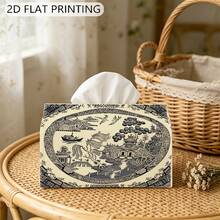 1pc Tissue Box Exquisite Sunset Red-Crowned Crane Ink Painting Pattern Napkin Storage Box Decorative 2D Printed Tissue Holder For Kitchen Living Room Bedroom Bathroom Car Home Decor Organizer Perfect Christmas Gift For Family And Friends - Multicolor - View 13