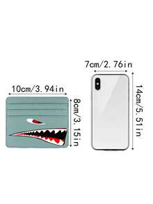 Shark Print Card Holder For Men, Blocking Slim Leather Card Wallet, Multi Card Slots Portable Minimalist Purse, Multi-Slot Storage Bag, Essential For Back To School And Travel, Unique Teacher's Day, Back To School, Halloween, Christmas Gift - Multicolor - View 10