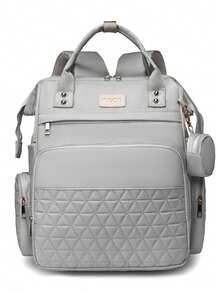 Tas Popok Ransel, Tas Perlengkapan Bayi untuk Perjalanan, Tas Bayi Kapasitas Besar untuk Kebutuhan Perjalanan dengan Alas Anti Air, Tali Pengikat Stroller dan Kotak Empeng, Unisex, Warna Polos - MultiWarna - View 13