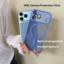 360° Full Protection Matte Magnetic Phone Case, Compatible With IPhone 18 Pro 18 Pro Max, With Lens Protector, Silicone Full Edge Protection Case, Compatible With 17 Pro Max 16 Pro Max 16e 17e 15 14 Plus 13 12 Mini 11 - Far Peak Blue - View 2