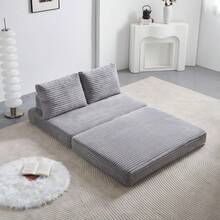 Double Sofa Bed Velvet Black Frame - 140 X 100 Cm - 淺灰色 - 查看 5