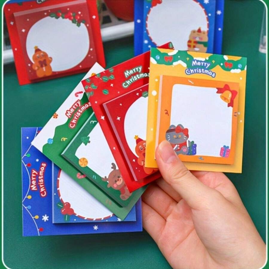 Cartoon Christmas Sticky Notes, Student Christmas Creative Stationery Gift, Sticky Notes, Message And Memo Student Note Pad, Study Office Sticky Notes, Santa Claus - one-size - View 1