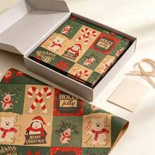 1 Roll 43cm*3M Kraft Wrapping Paper, Red Green Brown, Animal Pattern, Rich Color And Clear Printing, Thick Paper Not Easy To Tear, Smooth Cutting And Easy To Operate, Suitable For Birthday Gift Wrapping, Party Favors, Christmas Gift Wrapping And More - View 2