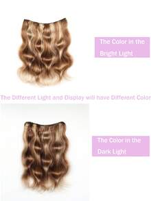 Highlight #4/27 Body Wave One Piece Clip In Hair Extensions Brazilian Human Hair 5 Clips Inner Layer Hidden Human Hair Extensions - S4/27 - View 4