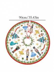 1pc Christmas Tree Skirt Featuring Nutcracker-Themed Soldier And Princess Motifs; A Decorative Mat Designed To Conceal The Tree Stand And Enhance The Festive Atmosphere. - Multicolor - View 5