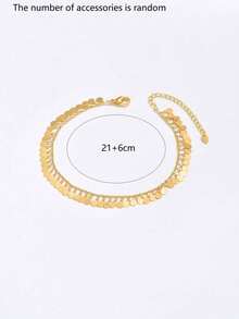 1pc Fashion Minimalist Exquisite Vintage Beach Style Versatile Adjustable Casual Commute Women's Anklet (Random Accessory Quantity) - Yellow Gold - View 16