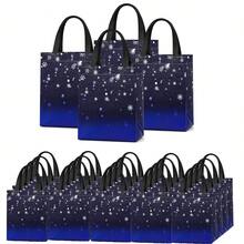 30pcs Christmas Gift Bags With Handles, Blue Snowflake Holiday Gift Tote Bag, 7.9 X 9.8 X 3.9 Inch Christmas Present Bags For Xmas Party, Holiday Gift Wrapping - Dark Blue - View 2