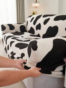 1PC Black & White Classic Carved Milk Pattern Cationic Sofa Cover, High Elasticity Full Coverage Anti-Dirt Anti-Dust Sofa Protector, Living Room Old Sofa Renewal, Machine Washable & Dry Cleanable, Suitable For 1/2/3/4 Seater Sofas, Autumn/Winter Style - Multicolor - View 10