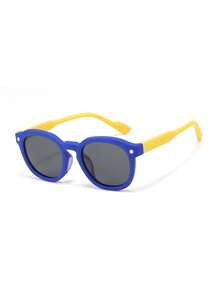 1 Pair Kids Fashion Dual-Color Silicone Sunglasses, Suitable For 3-14 Years Old Boys And Girls, Versatile Kids Eyewear, Personalized Photo Posing, Comfortable And Ultra-Lightweight - Multicolor - View 12