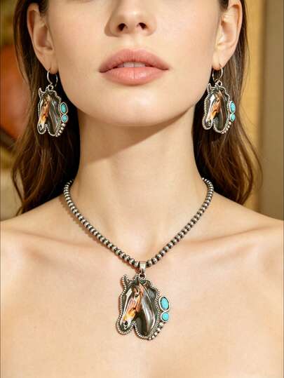 Vòng cổ ngọc trai mặt dây chuyền hợp kim họa tiết phong cách Bohemian vintage Âu Mỹ phương Tây cho nữ, trang sức phù hợp đeo hàng ngày, hẹn hò và tiệc theo chủ đề, dễ nhận được nhiều lời khen từ bạn bè