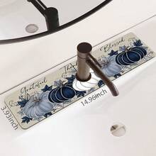 1pc Thanksgiving Pumpkin Pattern Design Rubber Faucet Splash Guard Mat, Bathroom Faucet Anti-Splash Pad, Mud Guard, Moisture-Proof Anti-Slip Faucet Mat, Kitchen Countertop Accessory. Protect Your Kitchen Countertop. - Multicolor - View 13
