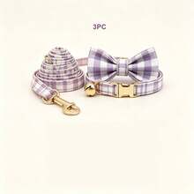 3pcs Cute Plaid Cat Collar Set With Bell, Adjustable Soft Neck Strap, Fashion Pet Accessory For Daily Walking - Multicolor - View 21