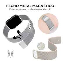 Pulseira Para Smartwatch Metal Milanese Magnética Compatível  Watch & IWO Série 7 Ao Série 9 38mm Ao 49mm - Prata - Visão 5