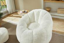 Cozy Flower Bean Bag With Footrest - Grey - 白色 - 查看 5