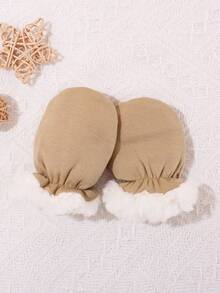 1 Pair Solid Color Anti-Scratch Warming Gloves For 0-6 Month Newborn Babies, Extra Soft & Thick, Suitable For Daily Wearing In Winter - 1Pair - View 14