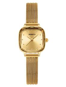 REBIRTH 1pc Women's Vintage Luxury Minimalist Fashion Casual Artistic Personalized Watch Suitable For Daily Wear - Gold - View 9