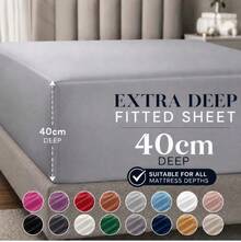 H&R Extra Deep Fitted Sheet 40 Cm (16 Inch) Pocket Soft Brushed Microfiber Mattress Bed Sheet Breathable, Shrink & Fade Resistant All Around Elastic, Machine Washable Sheet For Home Bedroom - Silver - View 5