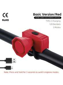 Electric Bicycle Bell USB Rechargeable Wired Control Safety Warning Bell For Mountain Bike Road Bike Cycling Accessory - A - View 8