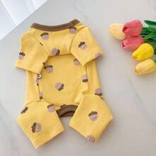 1pc Pet Supplies, Pet Clothing, Pet Sweatshirt, Pet Dog Clothes, Autumn/Winter Warm Dog Pajamas, Home Wear, Four-Legged Base Layer For Bichon, Teddy, Pomeranian - Orange - View 6