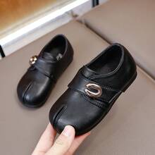 Children's Metal Buckle Soft Sole Split Toe Shoes, Simple Versatile Design, Suitable For Daily Wear, School, Formal Gatherings - Black - View 6