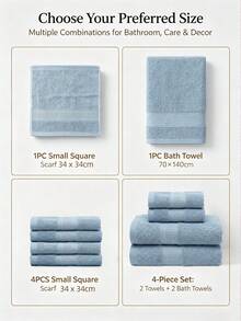 Optional 1pc/4pcs Towel Set/4pcs Small Square Towel, Terry Cotton-Absorbent Material-Suitable For Bathroom, Facial Care, Hand And Body Wiping, Home Decor, Kitchen Decor, Back To School Season, Autumn Decor - Baby Blue - View 4