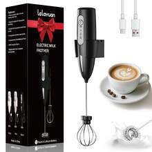 Lalayuan 1pc Mini Portable USB Rechargeable 3-Speed Handheld Milk Frother/Egg Beater, Includes Charging Cable - View 1