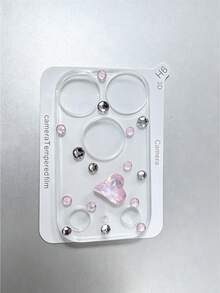 NNBILI 3D Bling Rhinestone Heart Camera Lens Protector, Compatible With IPhone 18 Pro/18 Pro Max/17 Pro/17 Pro Max, Glitter Diamond Camera Cover Film, Cute Women Phone Lens Decoration Sticker Pink - Pink - View 4