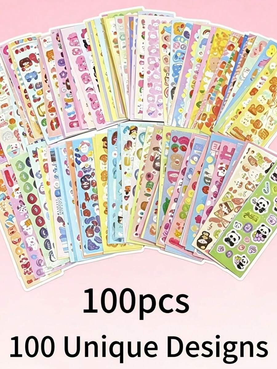 100 Lembar Stiker Beragam, Cocok untuk Dekorasi Kreatif Buatan Tangan pada Laptop, Jurnal, Kulkas, Pintu, Jendela, dan Kamar Mandi